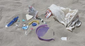 Image of plastic debris on Oregon’s Clatsop Beach by Tiffany Woods | Oregon Sea Grant.
