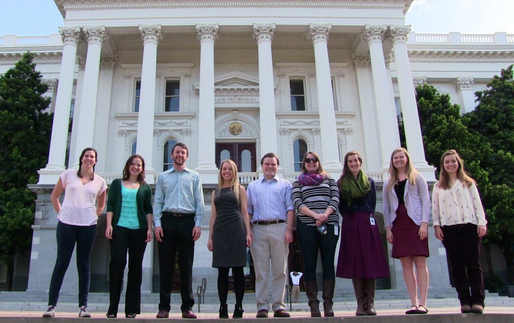 2016 State Fellows with host agencies in Sacramento enjoy an afternoon at the state capitol. Pictured L to R: Canon Purdy