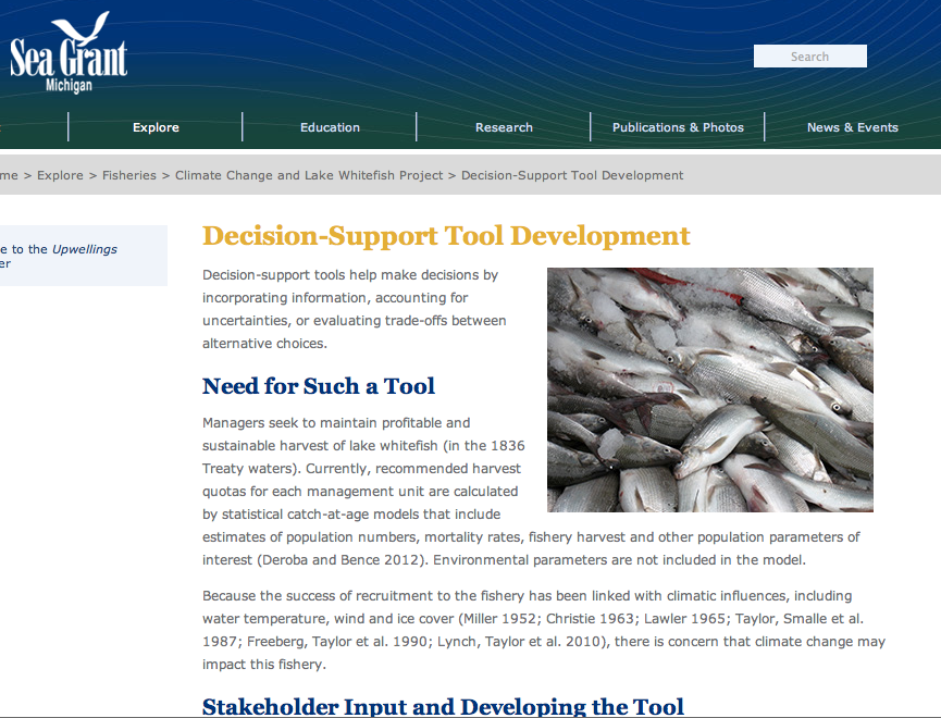 Online Decision Support Tool about Climate Change and Whitefish